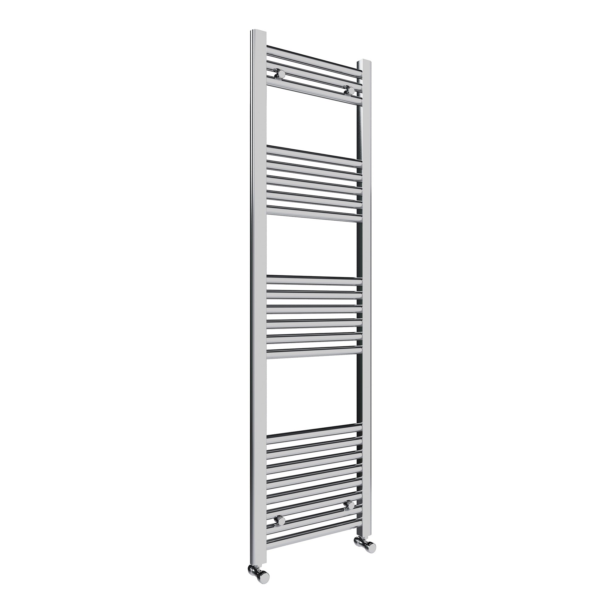 Chrome Straight Heated Towel Rail Radiator 600x1400mm with TRV & Pipe Covers