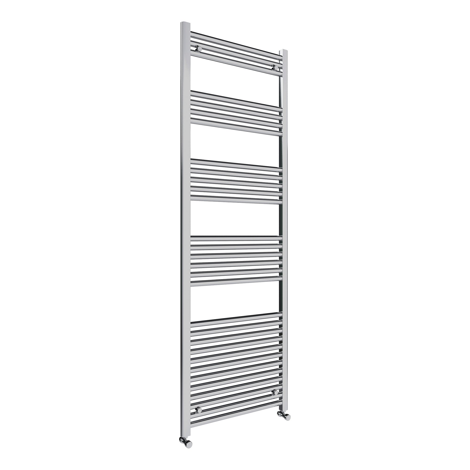FNX Bathrooms 600x1800mm Chrome Straight Heated Towel Rail Radiator with Angled Manual Valves & Matching Accessories