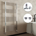 Chrome Straight Heated Towel Rail Radiator 300x1200mm with Thermostatic Corner Valves & Air Bleed Kit