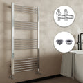 Chrome Straight Heated Towel Rail Radiator 300x1200mm with Manual Valves, Air Bleed & Cap