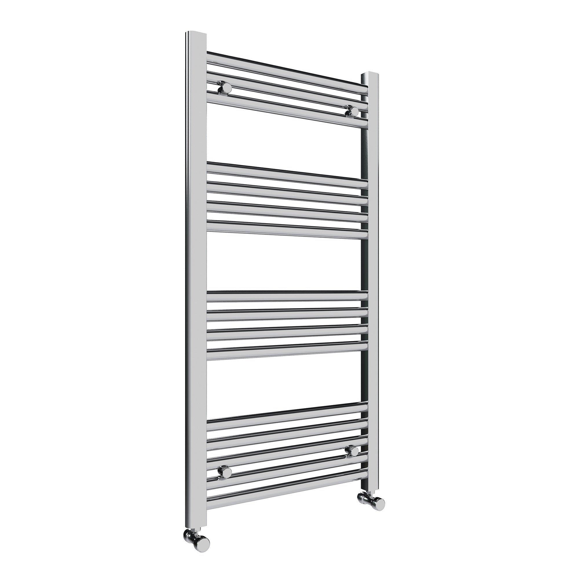 Chrome 500x1000mm Straight Heated Towel Rail Radiator with Corner Manual Valves & All Fittings