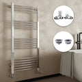 Premium Chrome Heated Towel Rail 600x1800mm with Corner Manual Valves & Bleed Kit