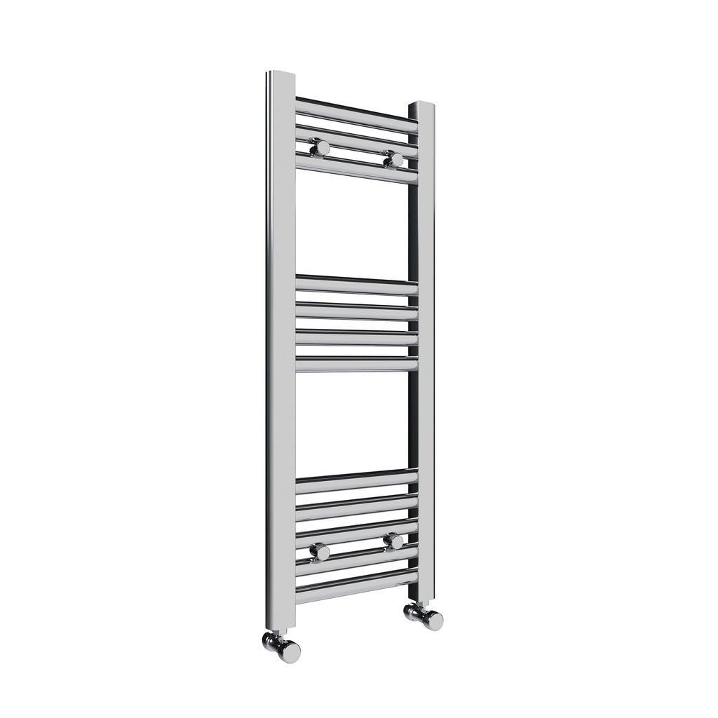 Chrome Straight Heated Towel Rail Radiator 300x800mm with Dual Fuel Thermostatic Corner Valves & Kit