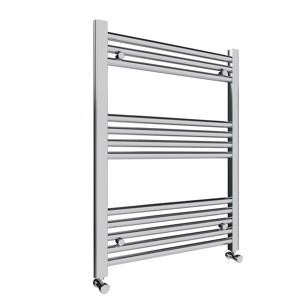 FNX 600x800 Chrome Dual Fuel Heated Towel Rail Radiator Kit with Manual Corner Valves & Bleed Plug