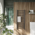 Bubly Bathrooms™ Vibe 1600x500mm Gunmetal Modern Ladder Heated Towel Rail