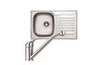FNX Bathrooms 1.0 Bowl Inset Stainless Steel Kitchen Sink & Tap Set with Right-Hand Drainer & Strainer Waste