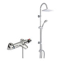FNX Bathrooms Premium Thermostatic Bath Shower Mixer Tap with Square 3-Way Shower Kit - Polished Chrome Finish