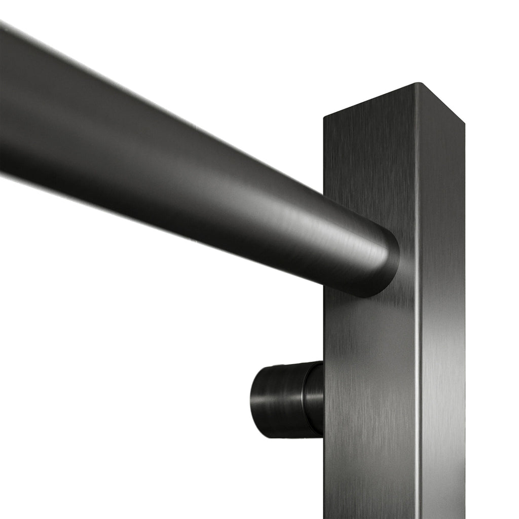 Modern Gunmetal Straight Heated Towel Rail Radiator (800x500mm) with Angled Manual Valves