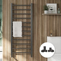 Gunmetal Bathroom Heated Towel Rail Radiator 1600 x 500mm with Corner Manual Valves
