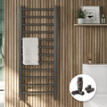 Gunmetal Straight Heated Towel Rail 1600x500mm with Dual Fuel Thermostatic Valves