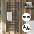 FNX Vibe Gunmetal 1600x500mm Straight Heated Towel Rail Radiator with Manual Valves & Air Bleed Kit