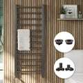 Gunmetal Straight Heated Towel Rail 1600x500mm with Manual Corner Valves & Bleed Vent Set