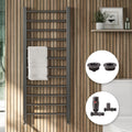 FNX Bathrooms Vibe Gunmetal Straight Heated Towel Rail Radiator 1600x500mm with Thermostatic Valves & Air Vent Kit