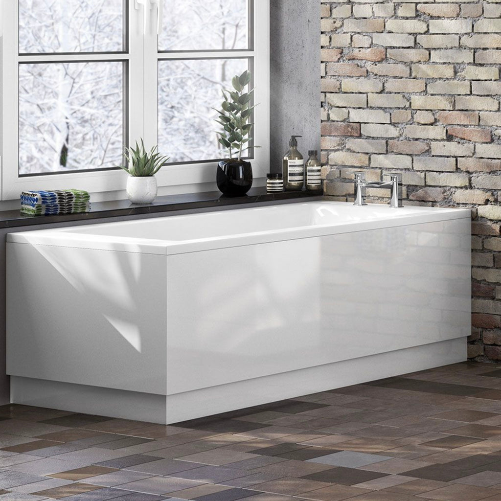 Halite Waterproof Gloss White Bath Panel Set: 1700mm Front & 700mm End with Plinth