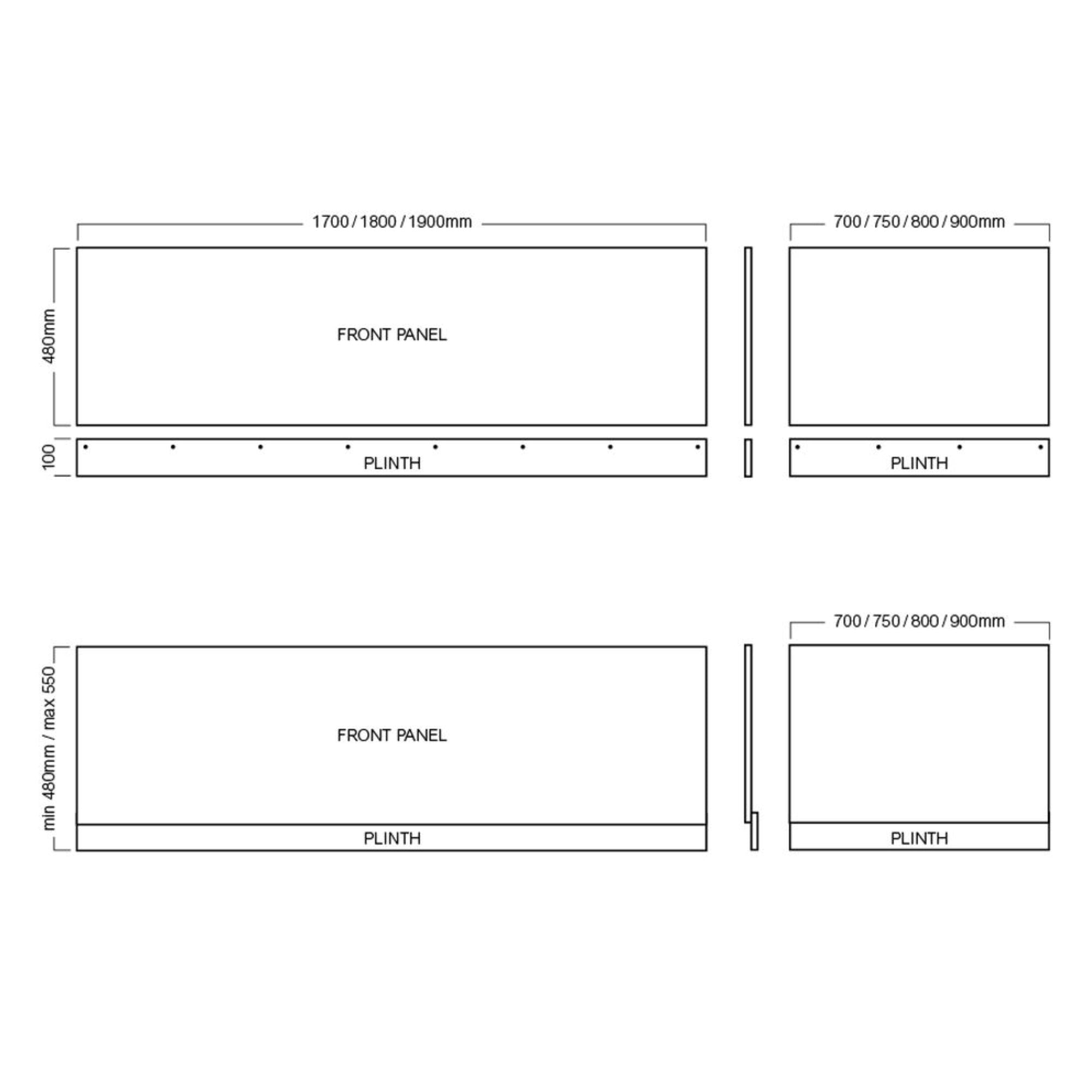 Halite Waterproof Gloss White Bath Panel Set: 1700mm Front & 700mm End with Plinth