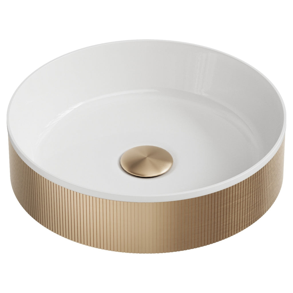 Koko Basin Brushed Brass Countertop Bathroom Basin 360