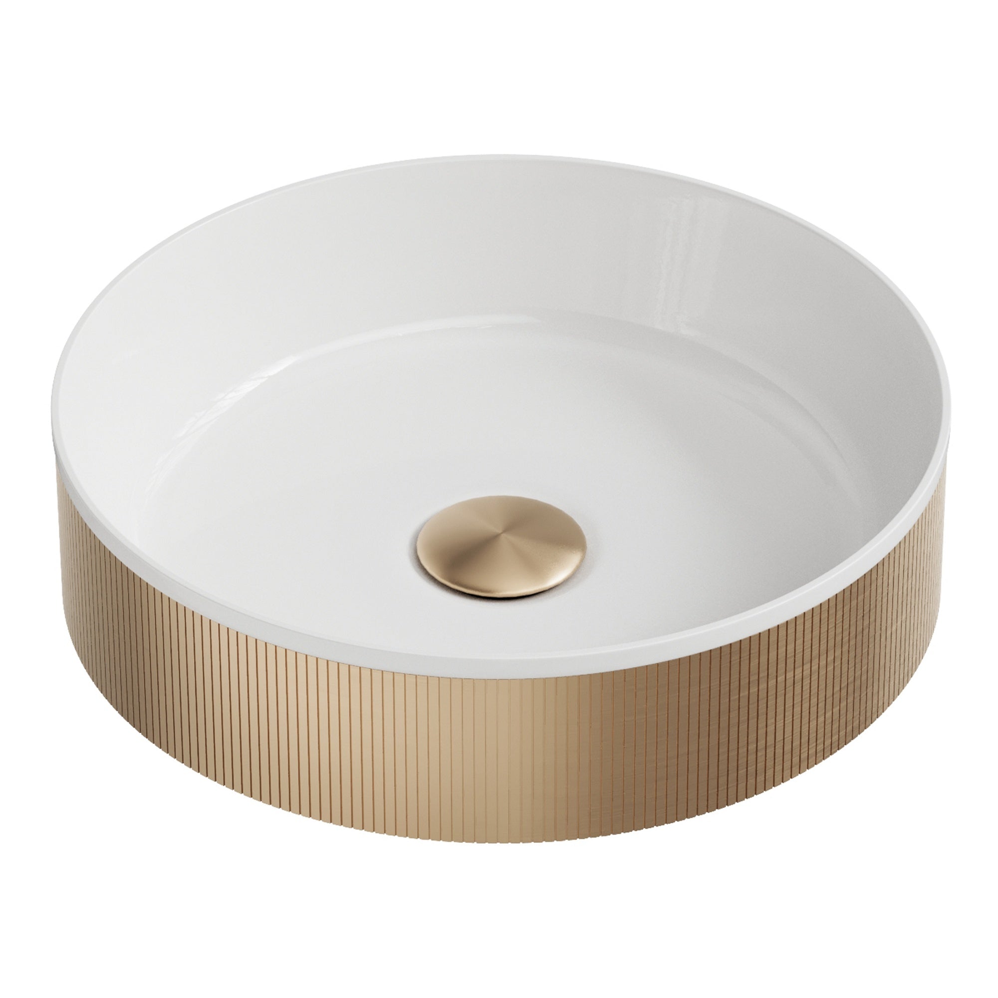 Koko Basin Brushed Brass Countertop Bathroom Basin 360