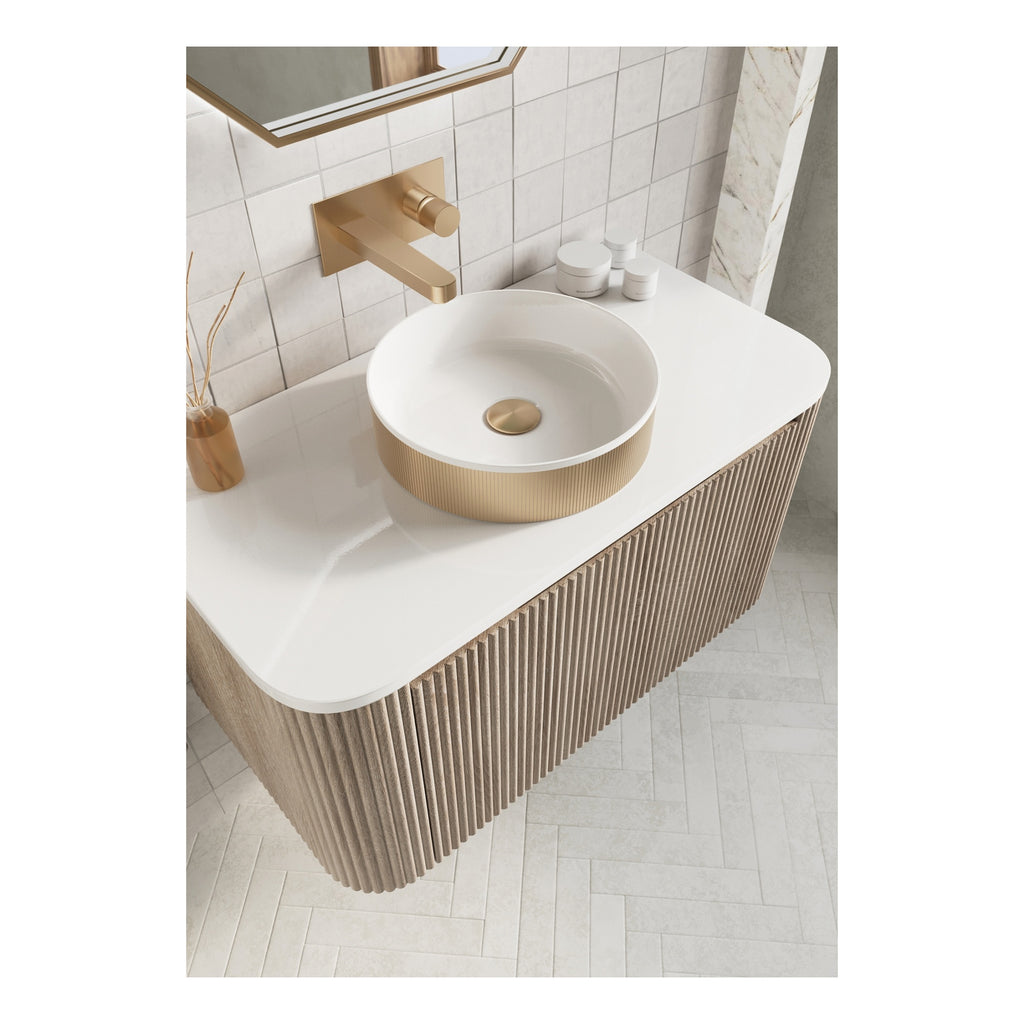 Koko Basin Brushed Brass Countertop Bathroom Basin 360