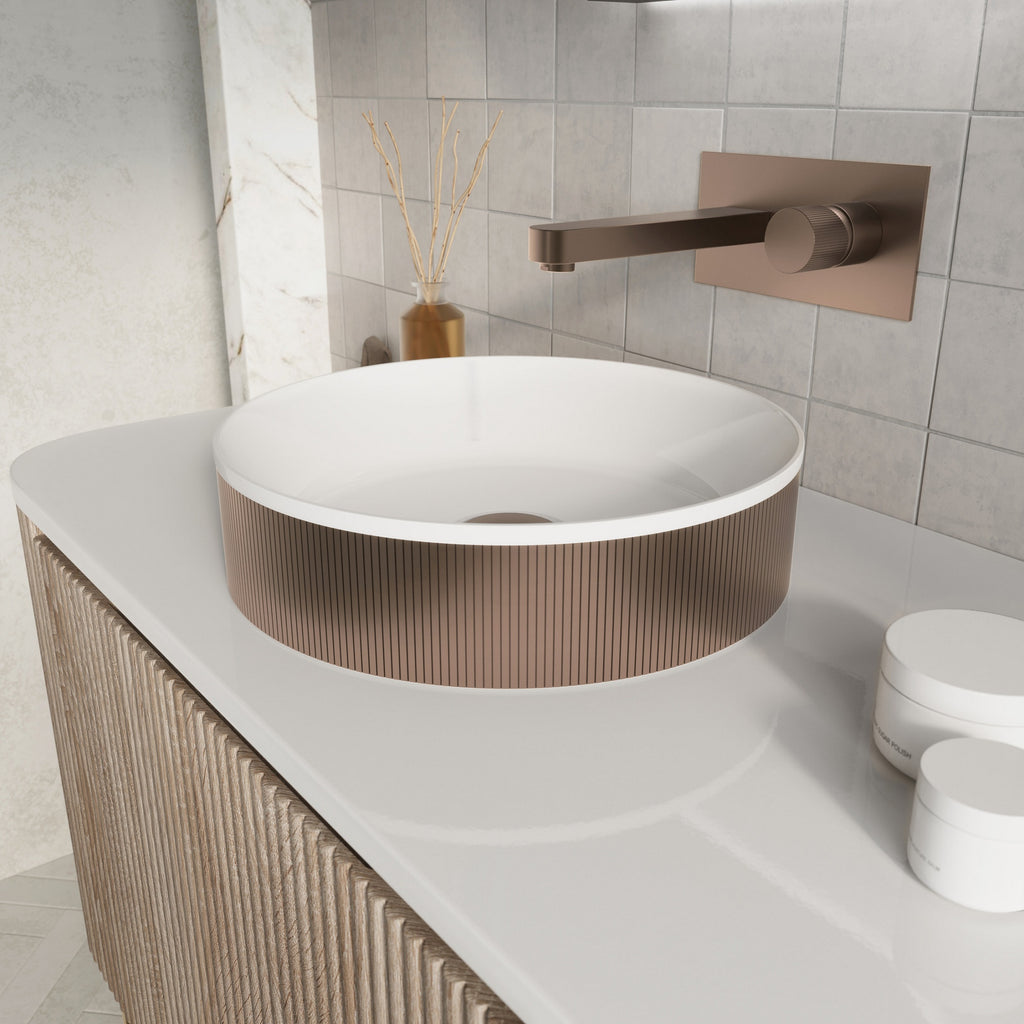 Koko Basin Brushed Bronze Countertop Bathroom Basin 360