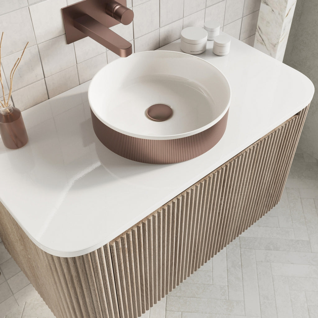 Koko Basin Brushed Bronze Countertop Bathroom Basin 360