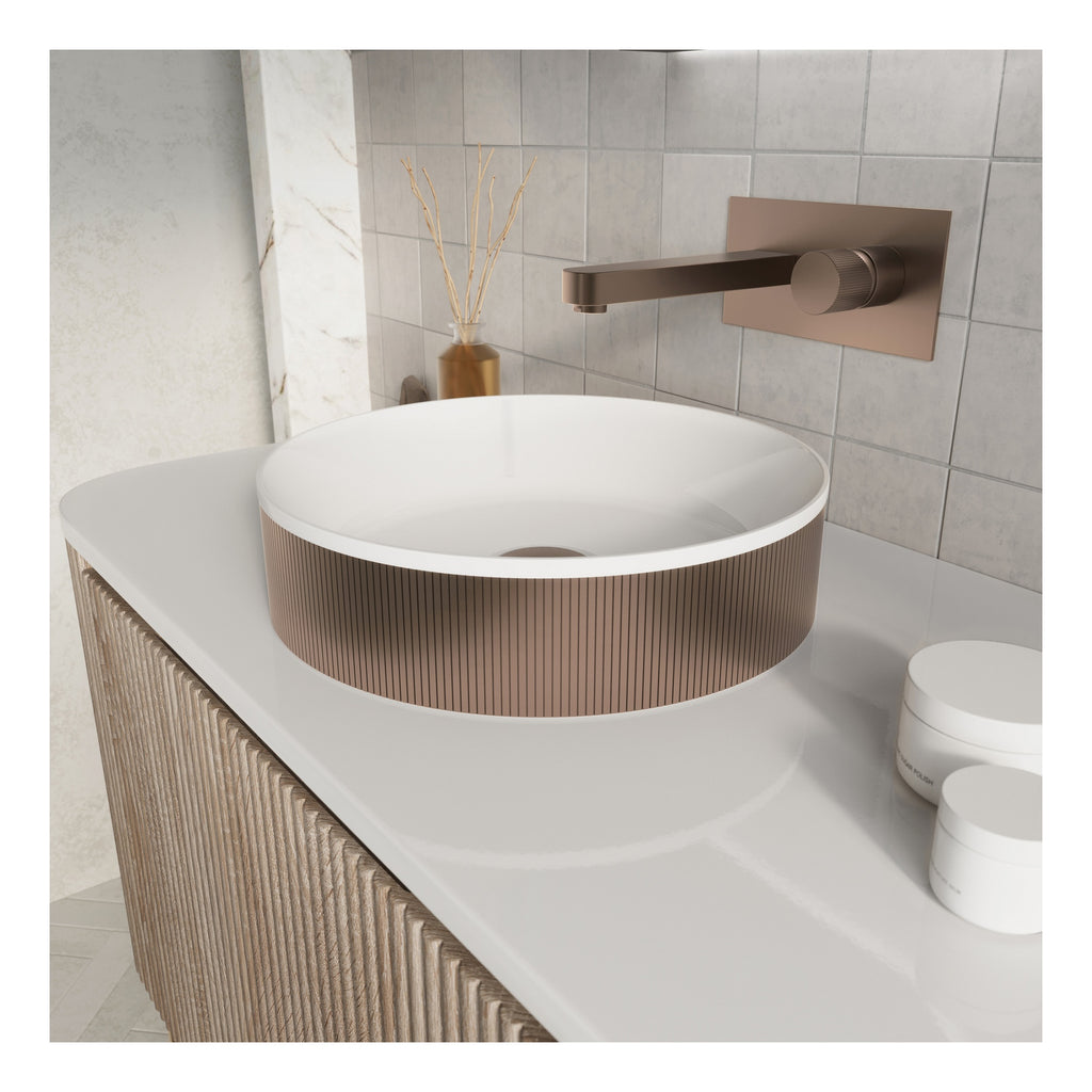 Koko Basin Brushed Bronze Countertop Bathroom Basin 360