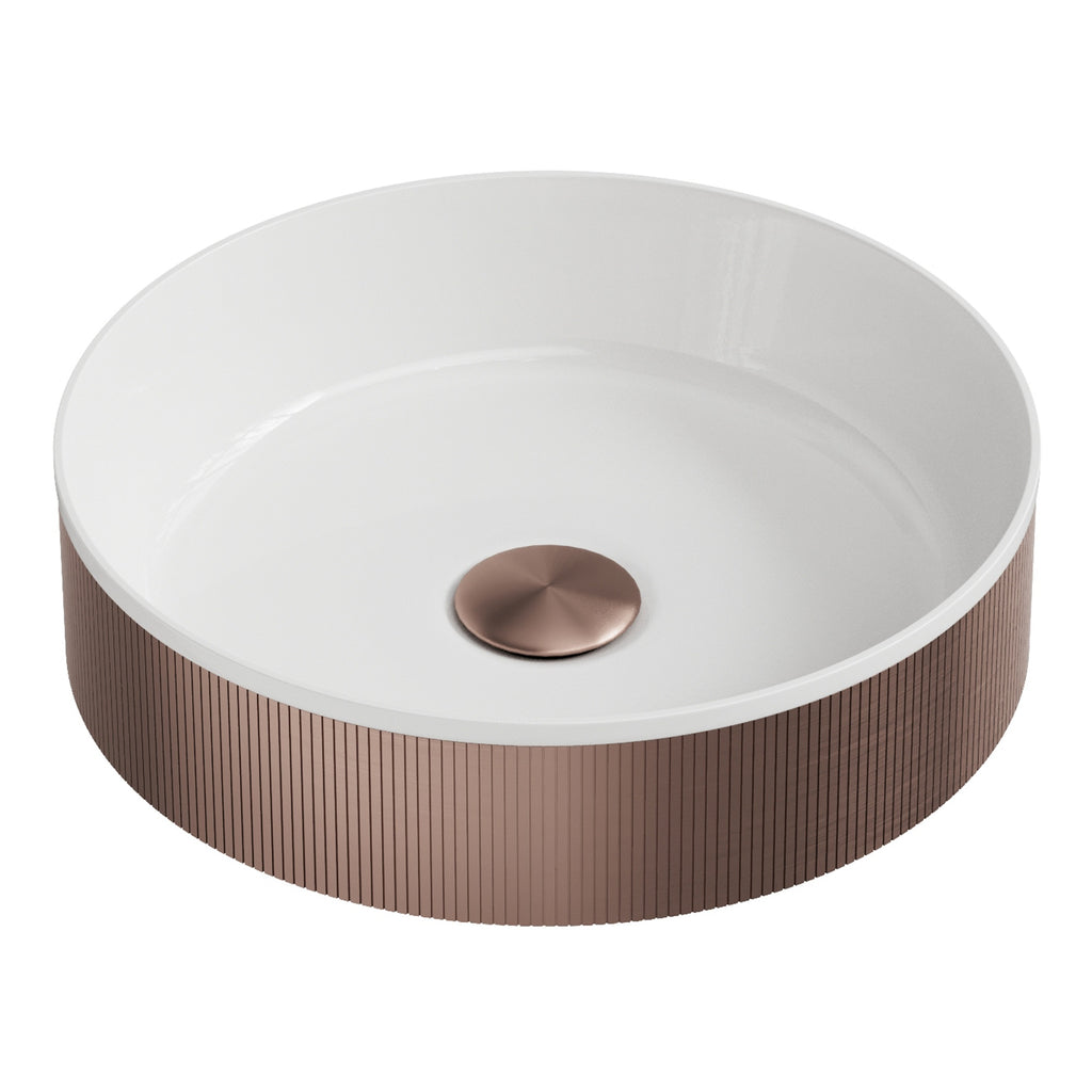 Koko Basin Brushed Bronze Countertop Bathroom Basin 360