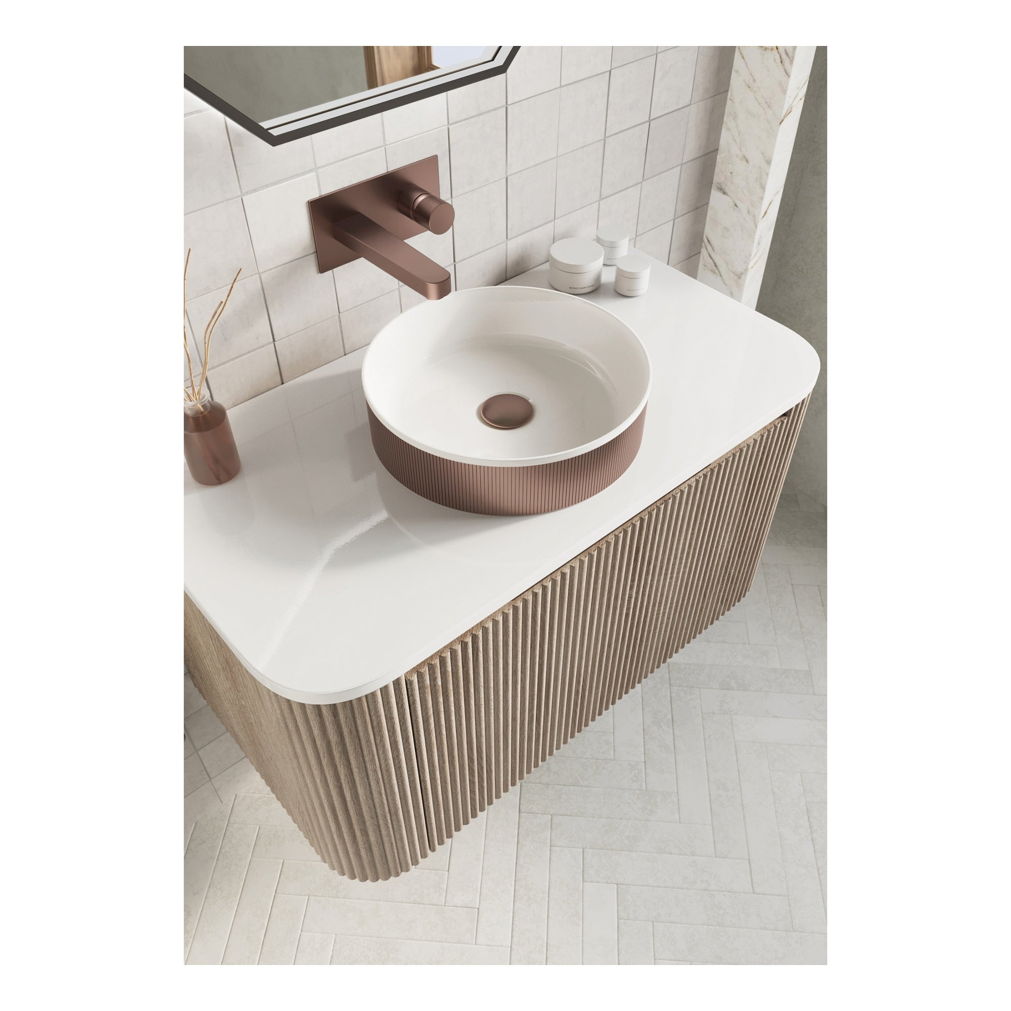 Koko Basin Brushed Bronze Countertop Bathroom Basin 360