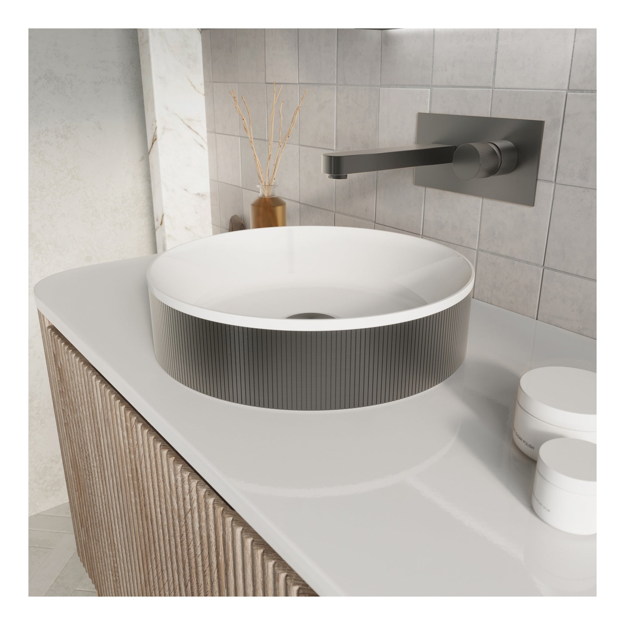 Koko Basin Gunmetal Countertop Bathroom Basin 360