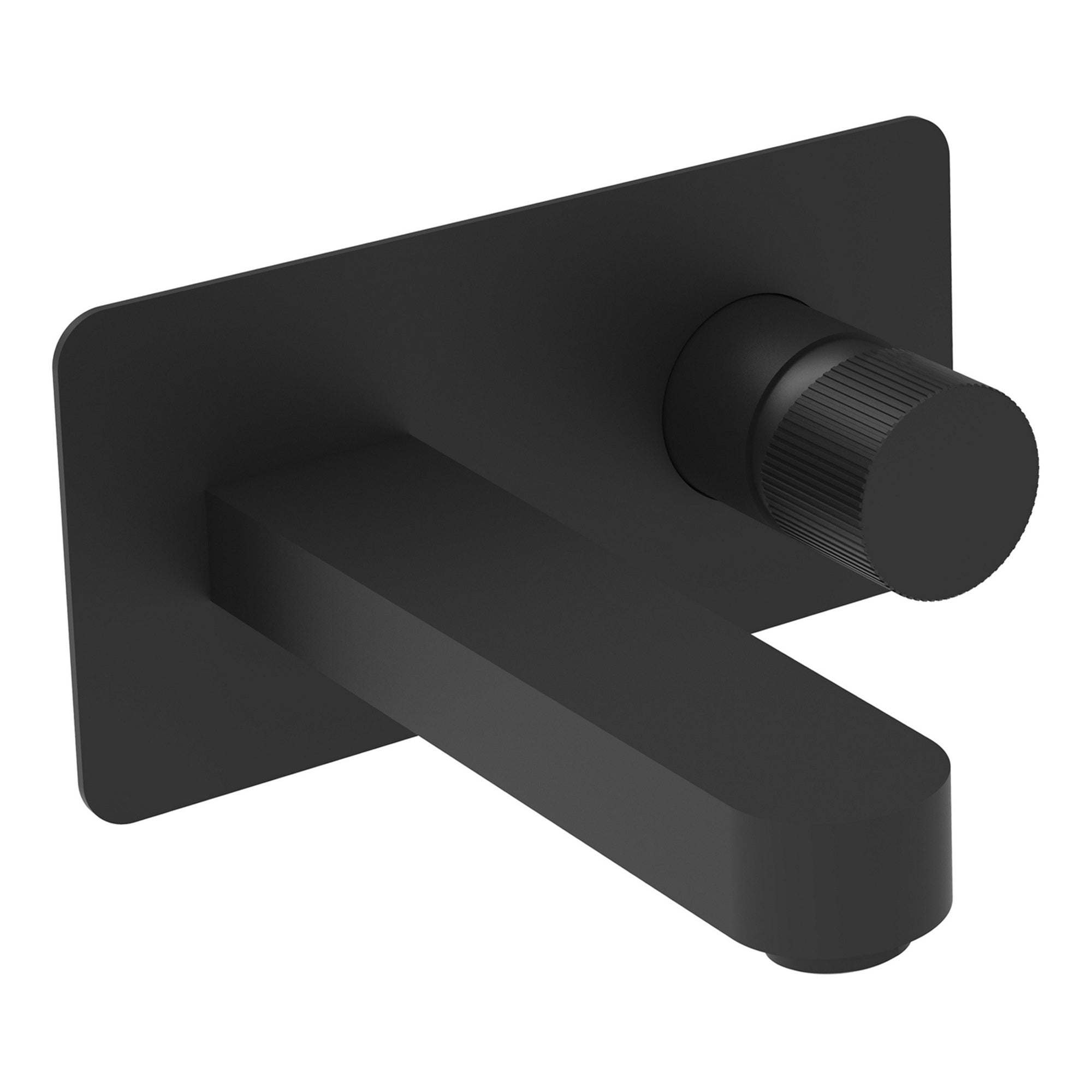 Luxury Matte Black Fluted Countertop Bathroom Basin & Wall-Mounted Mono Mixer Tap Set with Matching Waste