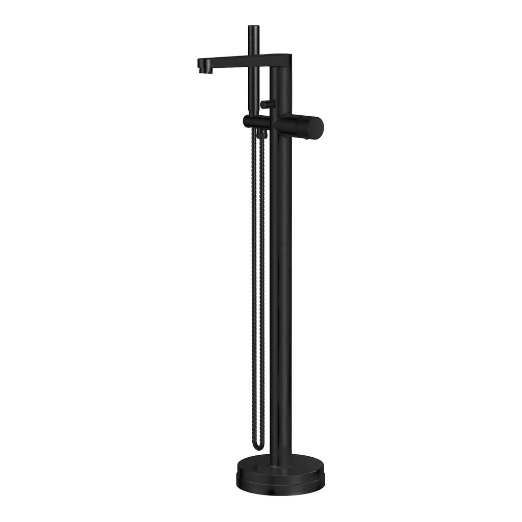 Matte Black Fluted Countertop Basin Bathroom Set with Tall Mixer Tap & Freestanding Bath Shower Mixer