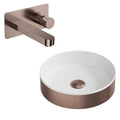 KOKO Brushed Bronze Fluted Countertop Bathroom Basin & Wall-Mounted Mixer Tap Set with Matching Waste