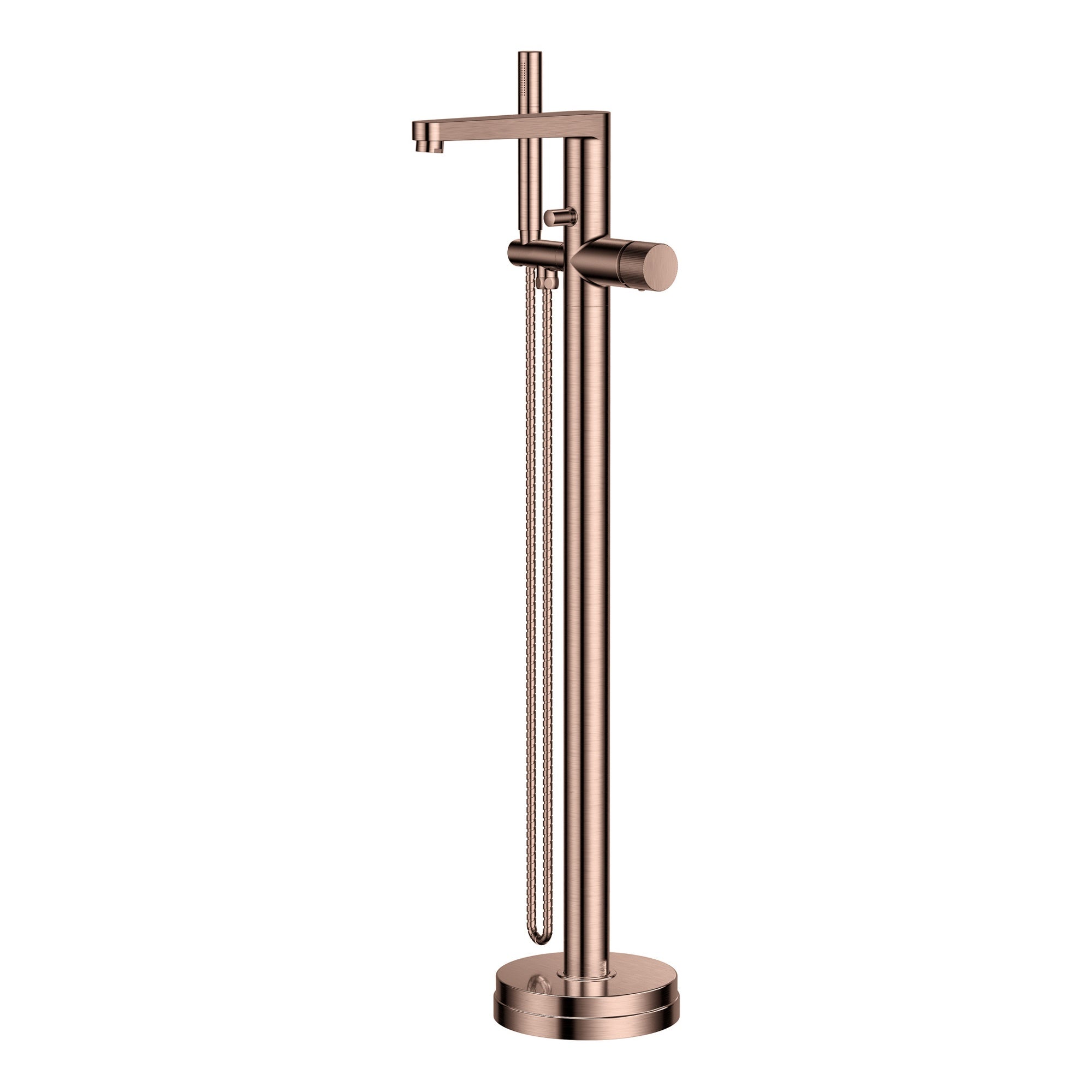 Luxury Brushed Bronze Fluted Countertop Basin, Tall Mixer Tap & Floorstanding Bath Shower Mixer Set