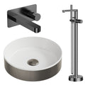 Luxury Gunmetal Fluted Countertop Basin & Wall-Mounted Mixer Tap Set with Matching Waste