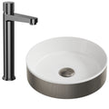 Luxurious Gunmetal Fluted Countertop Basin with Tall Mixer Tap & Matching Click-Clack Waste