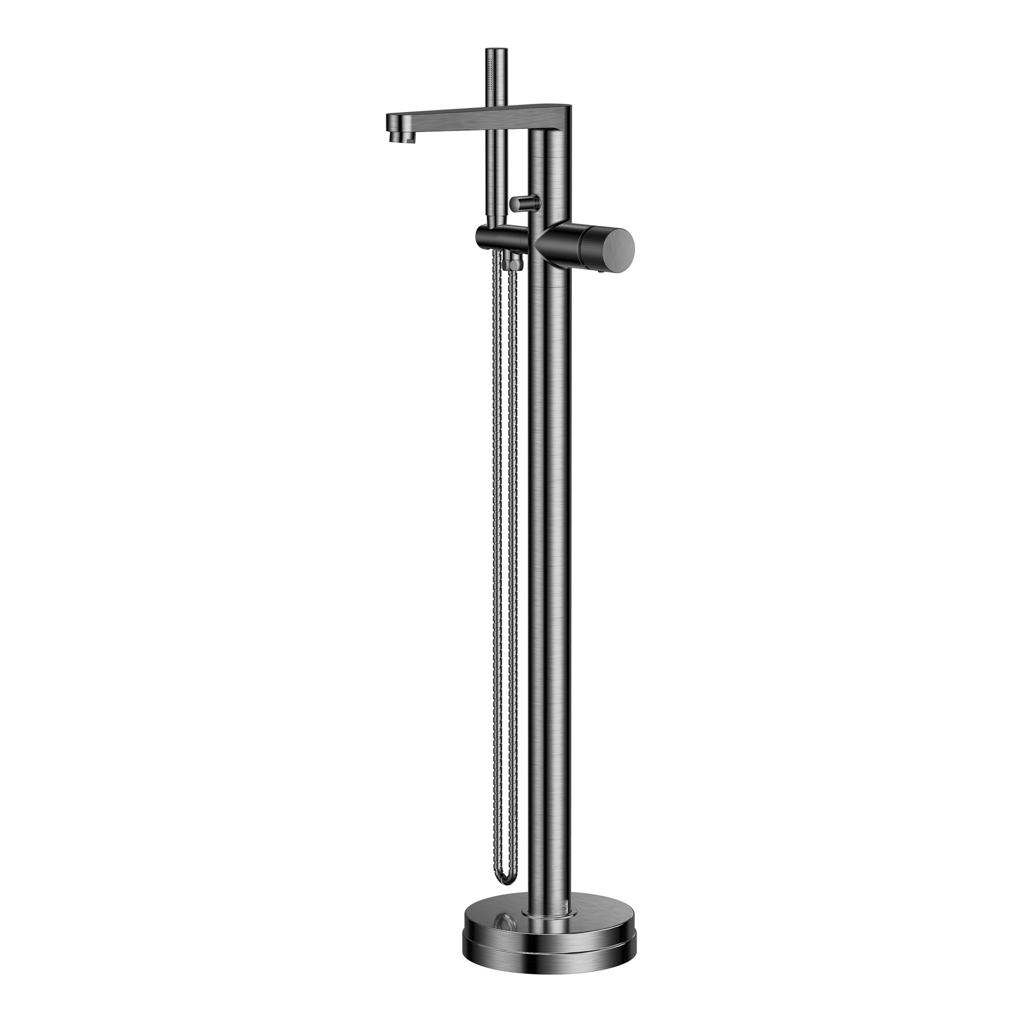 Luxury Gunmetal Fluted Countertop Basin Bathroom Set with Tall Monobloc Tap, Floorstanding Bath Mixer & Matching Waste