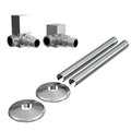 Manual Square Corner Radiator Valves with Pipe Covers & Collars Set - Polished Chrome 15mm