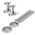 FNX Enzo Crosshead Manual Radiator Valve Set, Straight Chrome 15mm, Includes Pipe Covers & Collars