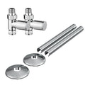 FNX Enzo Manual Radiator Valve Kit, Chrome Round Straight Valve with 15mm x 1/2" Connections & Pipe Covers Set