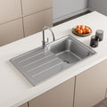FNX Stainless Steel 1.0 Single Bowl Inset Kitchen Sink with Left-Hand Drainer - 860 x 500mm