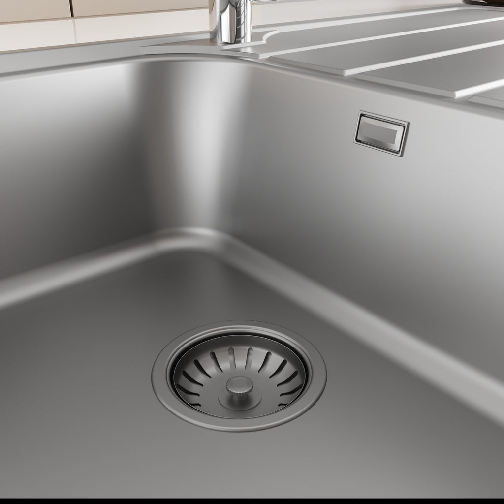 FNX Stainless Steel 1.0 Single Bowl Inset Kitchen Sink with Left-Hand Drainer - 860 x 500mm