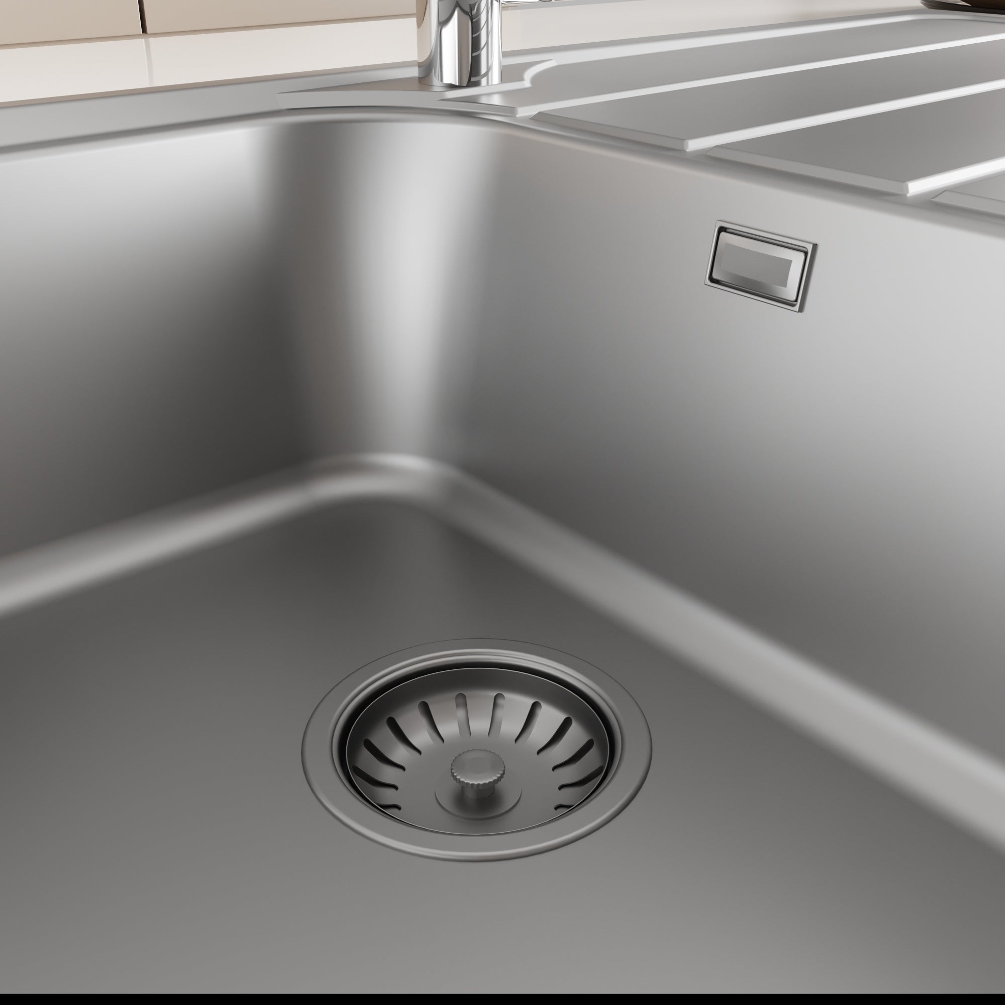 FNX Stainless Steel 1.0 Single Bowl Inset Kitchen Sink with Left-Hand Drainer - 860 x 500mm