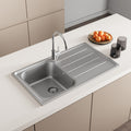 FNX Inset Stainless Steel 1.0 Bowl Kitchen Sink with Right-Hand Drainer - 860 x 500mm, Ideal for DIY
