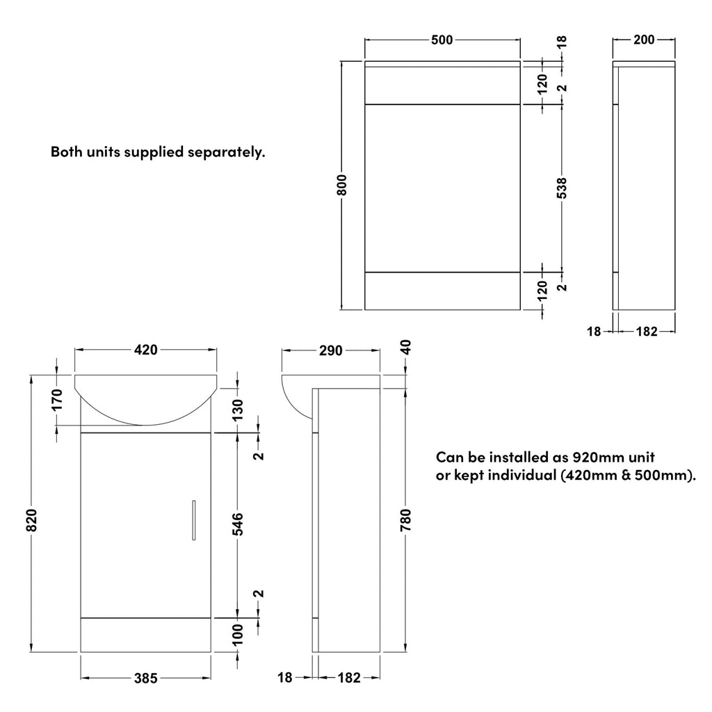 Bubly Bathrooms Sienna 920mm Gloss White Vanity & WC Unit Set with Rimless Toilet, Basin & Mixer Tap