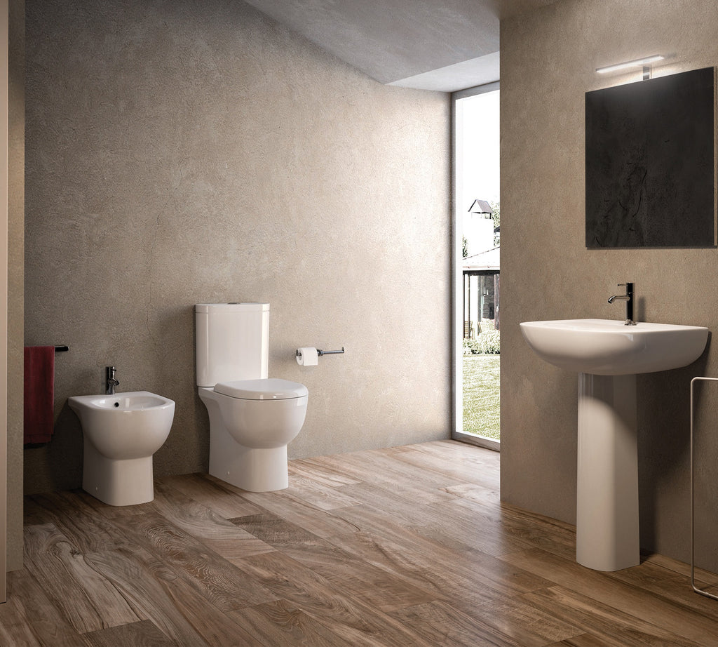 RAK Ceramics Tonique Open Back Close Coupled Toilet with Soft Close Seat - White