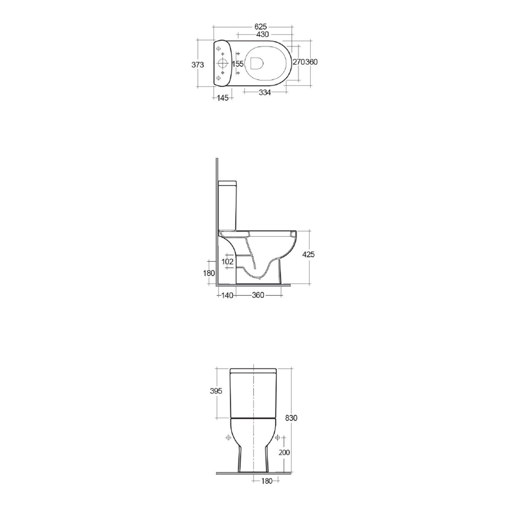 RAK Ceramics Tonique Open Back Close Coupled Toilet with Soft Close Seat - White