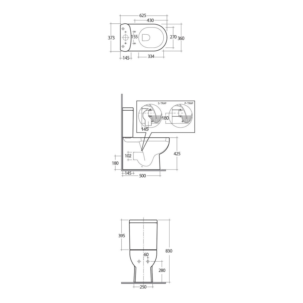 RAK Ceramics Tonique Closed Back Close Coupled Toilet with Soft Close Seat - White