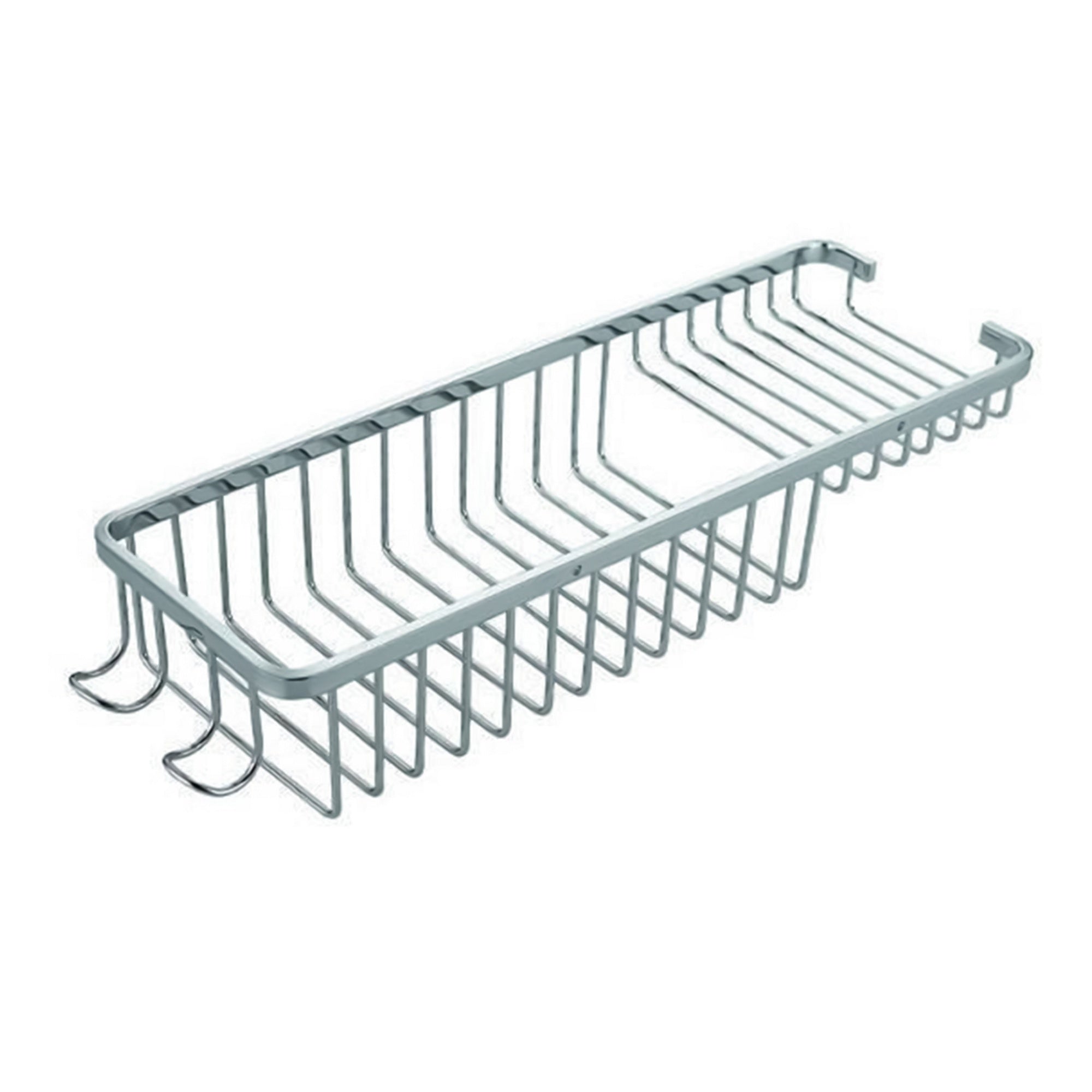 Chrome Wire Soap Basket with Hook - Wall Mounted Mild Steel Gloss Finish Modern Design