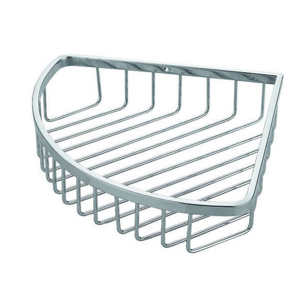 Chrome Wire Corner Basket - Wall Mounted Mild Steel Gloss Finish Modern Design
