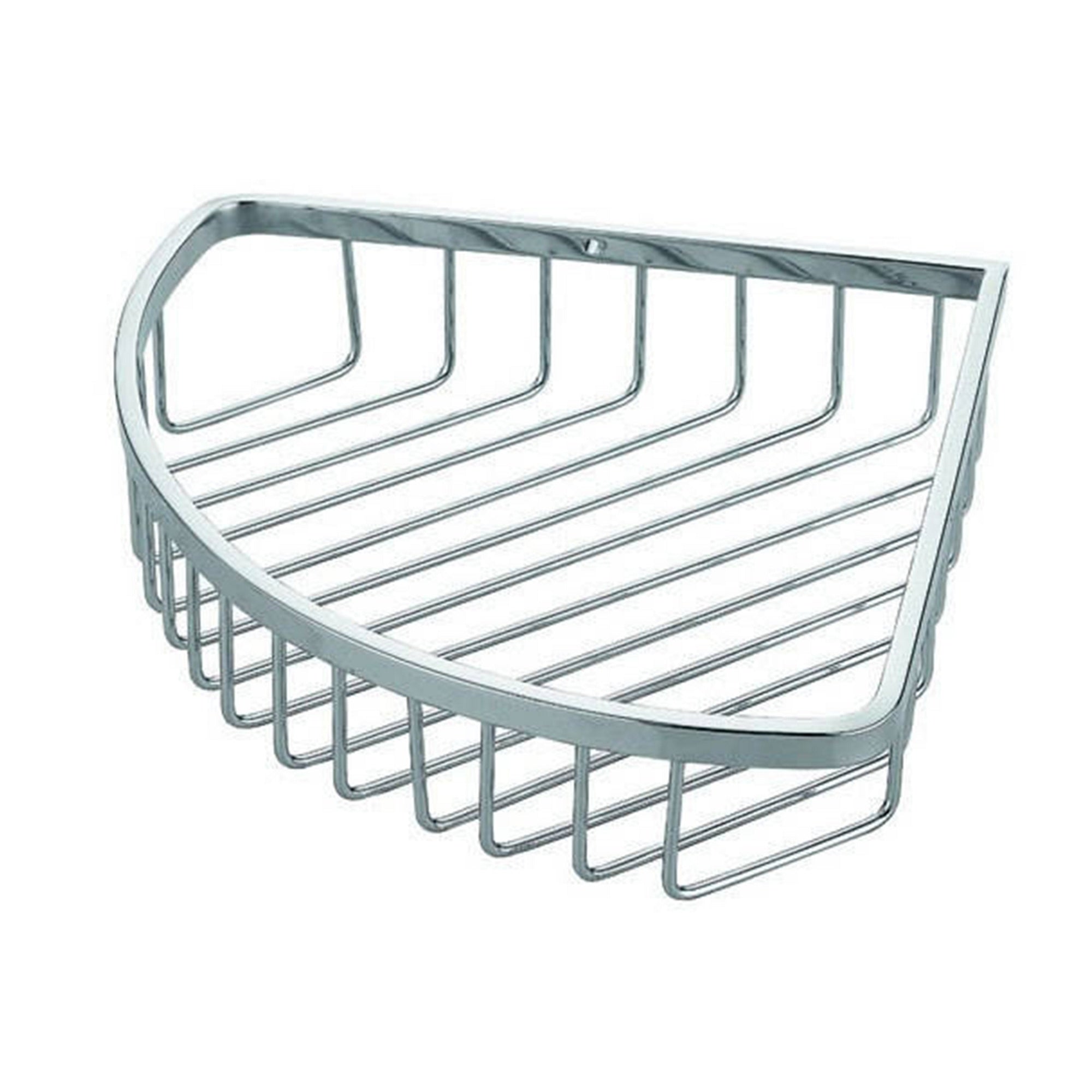 Chrome Wire Corner Basket - Wall Mounted Mild Steel Gloss Finish Modern Design