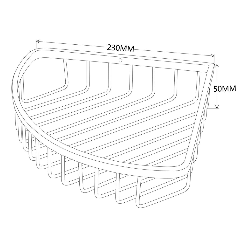 Chrome Wire Corner Basket - Wall Mounted Mild Steel Gloss Finish Modern Design